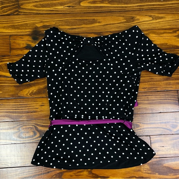 White House Black Market Polka Dot Belted Top - Picture 8 of 9